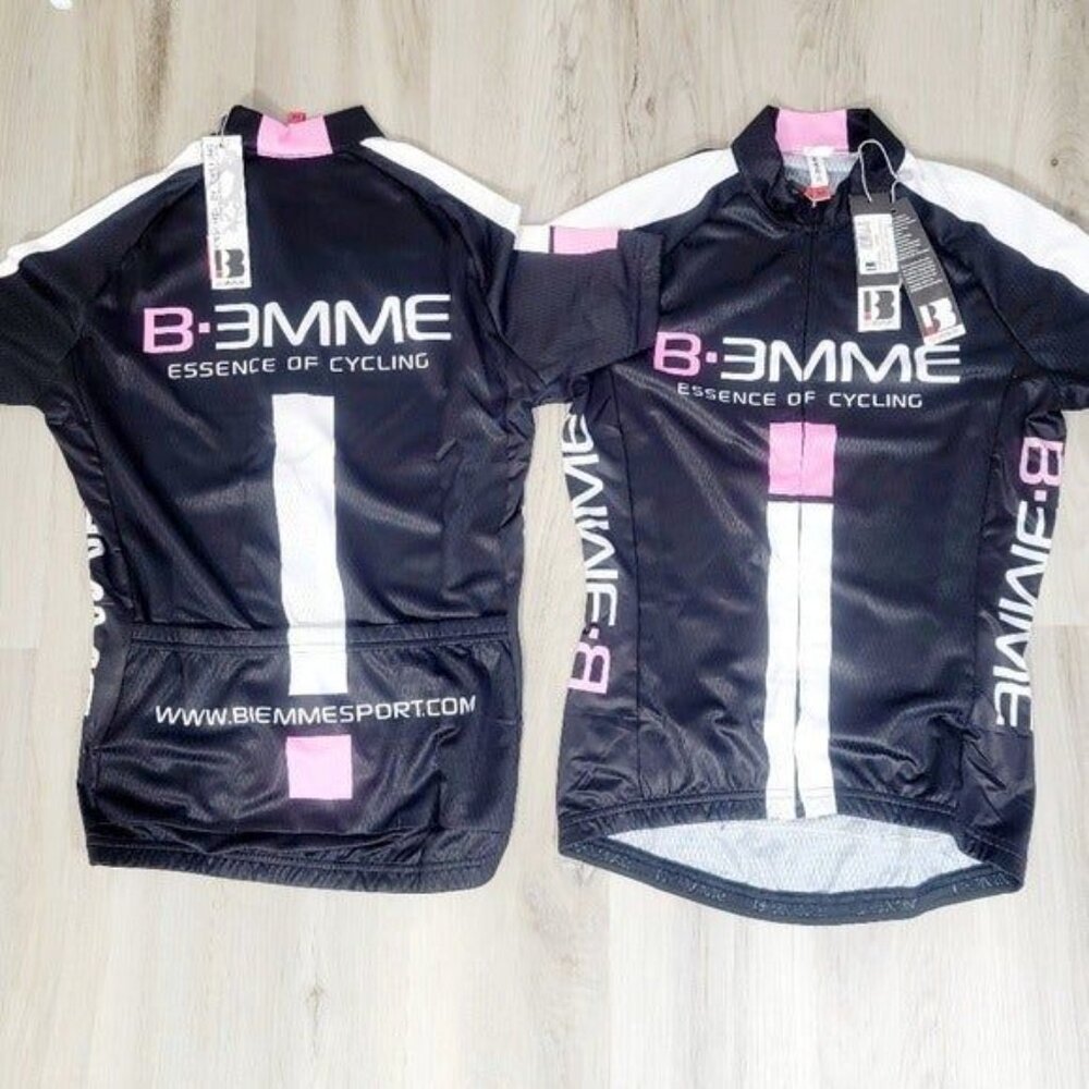 NWT Black Cycle Bike Athletic Active Jersey Biemme Sports Womens Med Shirt Top